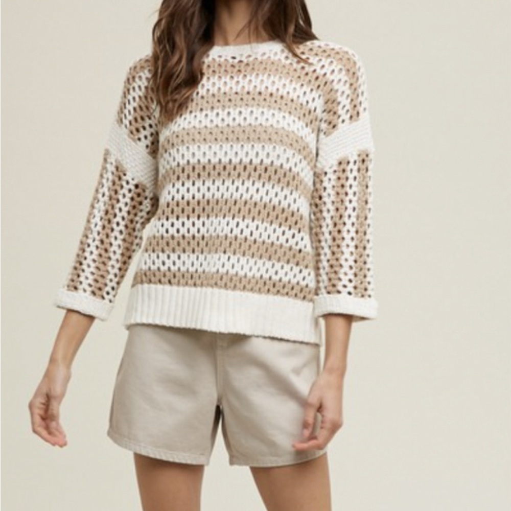 Wishlist Striped Open Knit Sweater